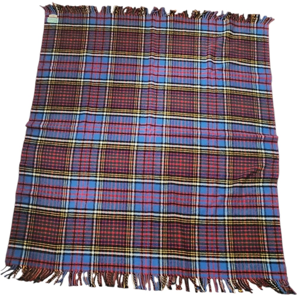 MacIntyres of Strone Scottish Wool Blanket Anderson Tartan Plaid Blue Red 57x67
